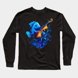 Blue Tang Playing Violin Long Sleeve T-Shirt